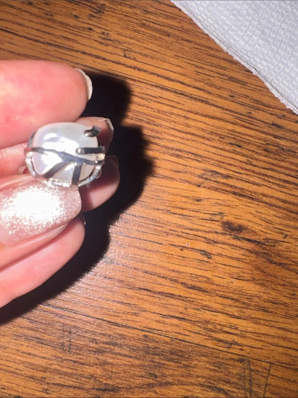 Floating Pearl Like Adjustable Ring